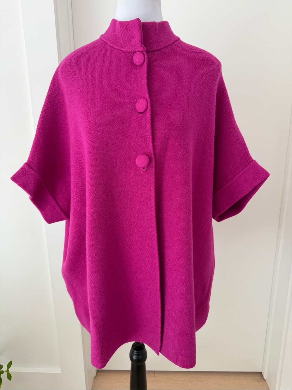 JACKET Cape Heavy Knit Relaxed Fit One Size Short Sleeves Boxy Colourful Chic